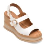 Sandale GOLD DEER albe, 22086, din piele naturala