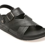 Sandale OTTER negre, 25098, din piele naturala