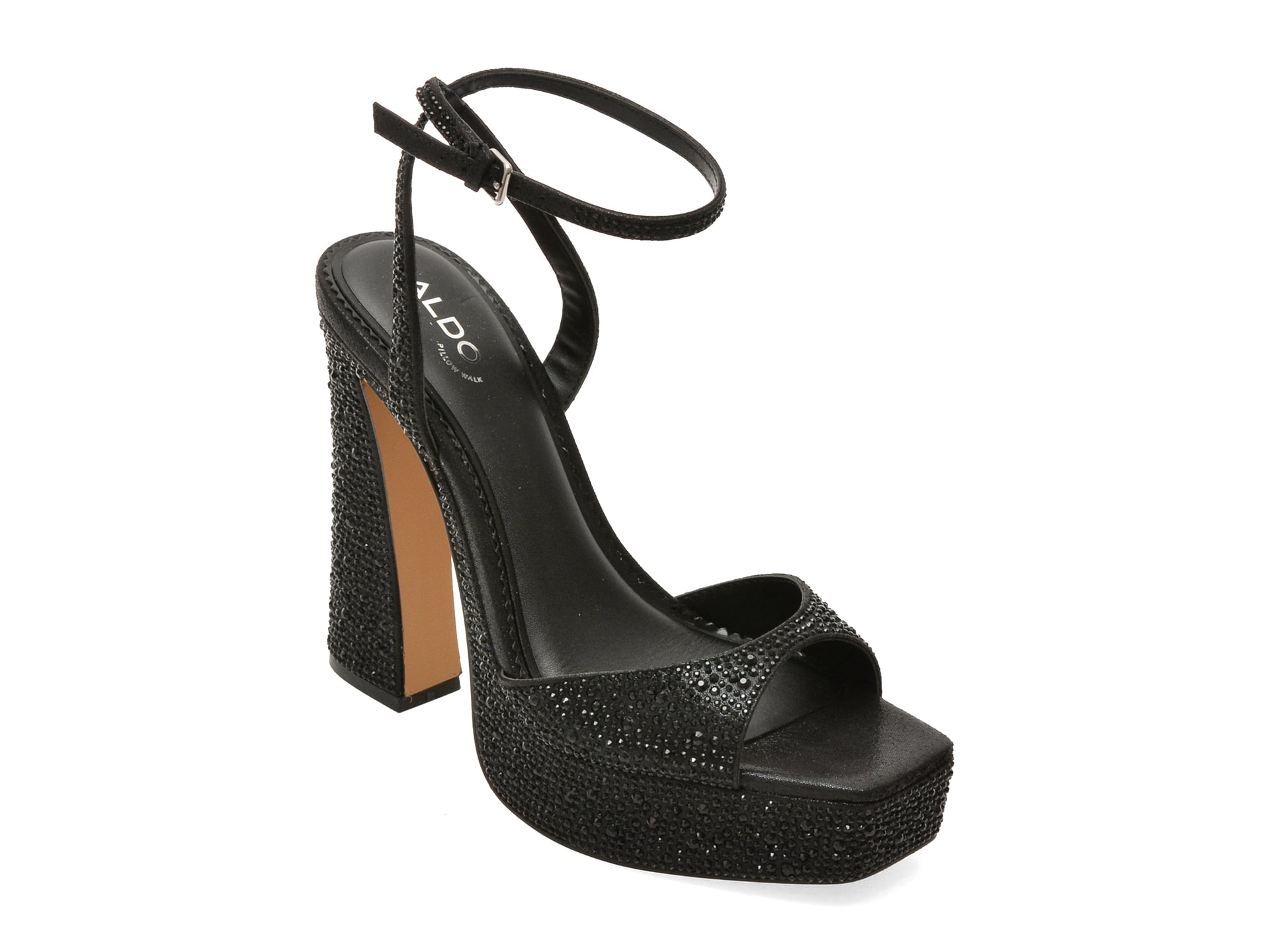 38b85c14beb9b336bd4c0897dc19c07c22aec97a75308f4123f9355f8bfd015a Sandale elegante ALDO negre, MATELINA 007, din material textil - imagine 1