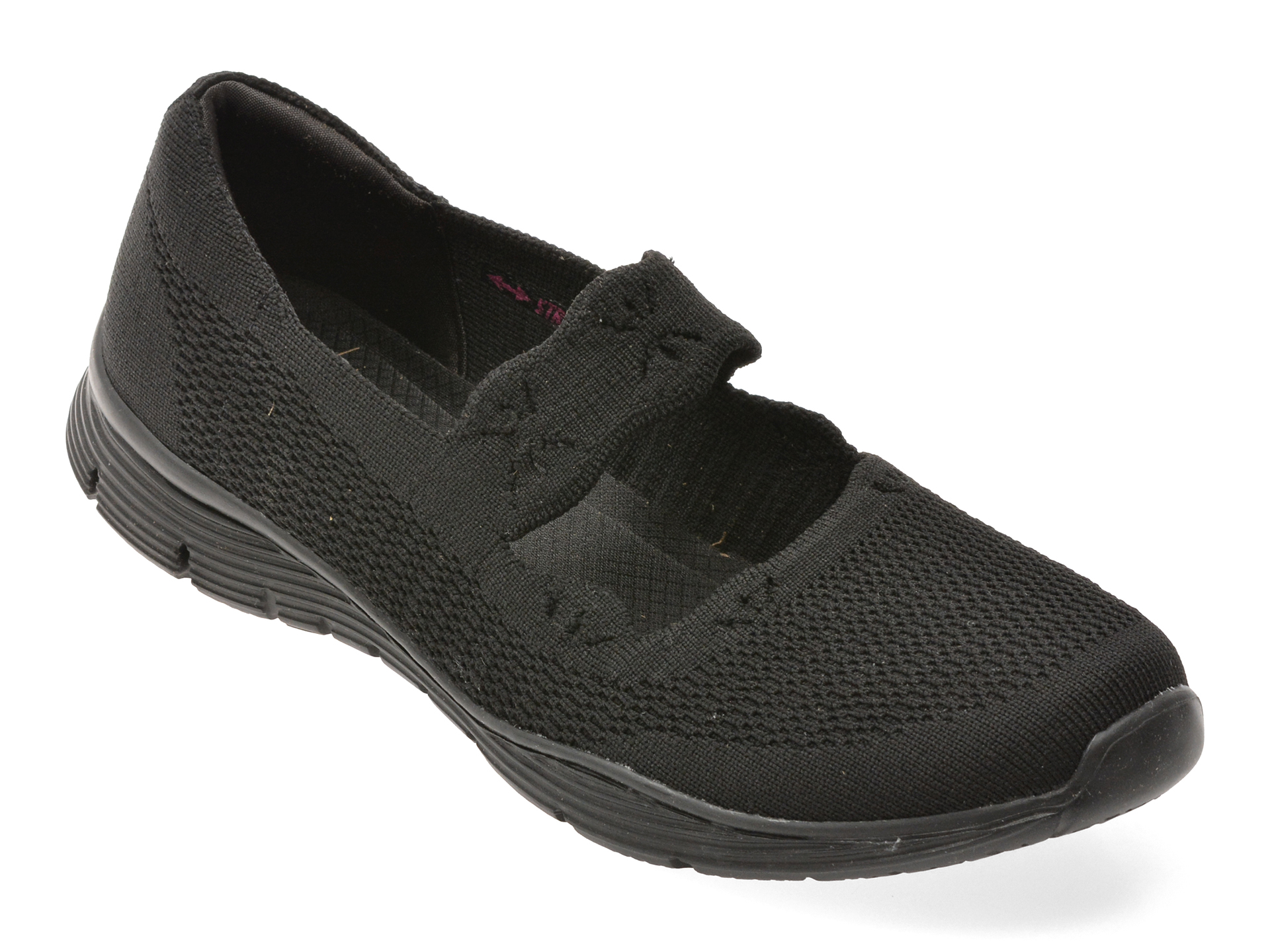 39516316a28442158c0cace8fdc199225968c88238fd4fa6f00c21a632b142cb Incaltaminte Dama sport SKECHERS negri, SEAGER, din material textil - imagine 1