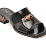 Papuci eleganti EPICA negri, LD1218, din piele naturala lacuita