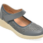 Pantofi PASS COLLECTION gri, J860022, din piele naturala