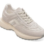 Incaltaminte Dama sport EPICA gri, QS836, din material textil si piele naturala