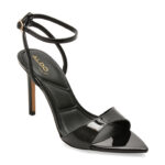 Sandale Femei elegante ALDO negre, LEANDRA 001, din piele ecologica lacuita