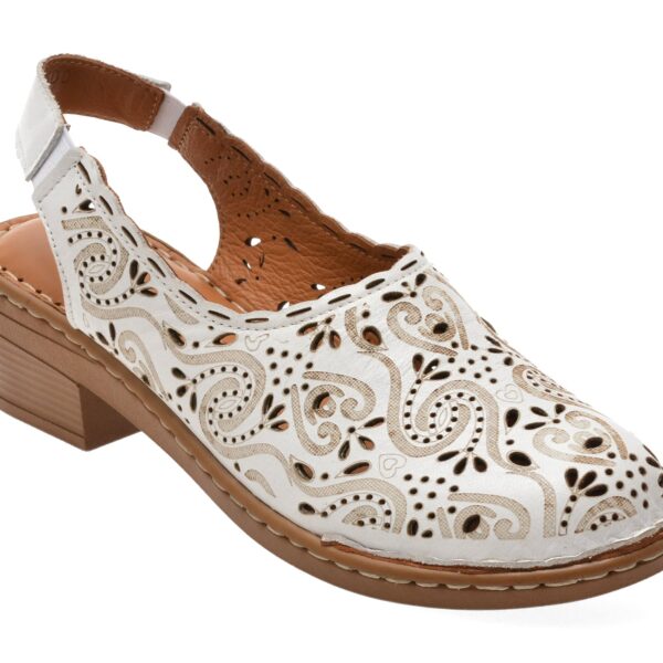 Pantofi FLAVIA PASSINI albi, K9500, din piele naturala