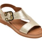 Sandale GOLD DEER aurii, 22081, din piele naturala