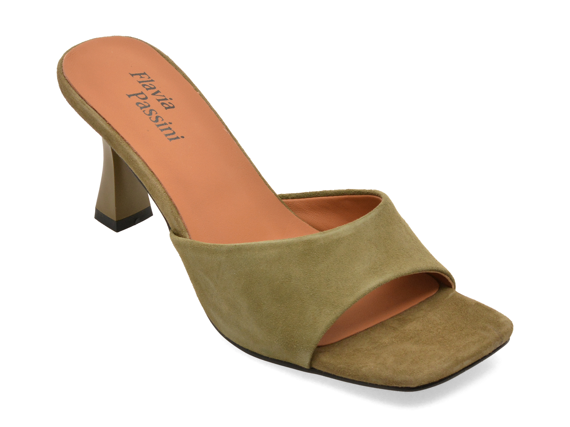 52f0fcf86beb80ed419ed04e9e22f0e79184f000019b4931b2ea4157072a6c69 Slapi Femei eleganti FLAVIA PASSINI verzi, A492, din piele intoarsa - imagine 1