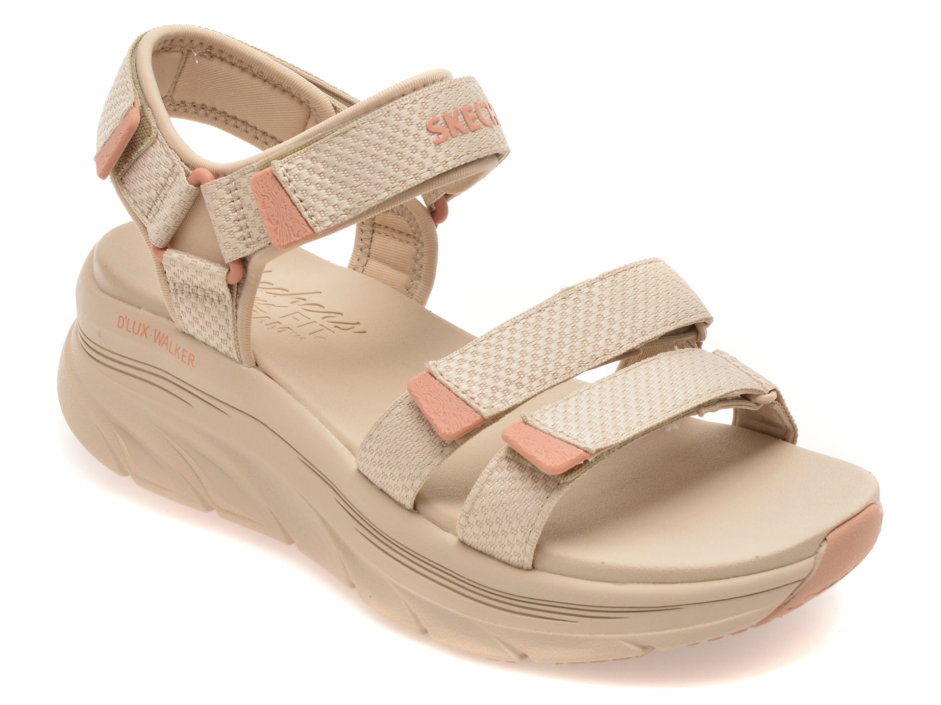 53bb3b058538a1768fb7c2f6f46a288934b5bc23147b8e4758f26048e47a6fd2 Sandale SKECHERS gri, D LUX WALKER, din material textil - imagine 1