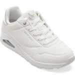 Incaltaminte Dama sport SKECHERS albi, UNO, din piele ecologica