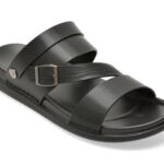 Sandale OTTER negre, 6683, din piele ecologica
