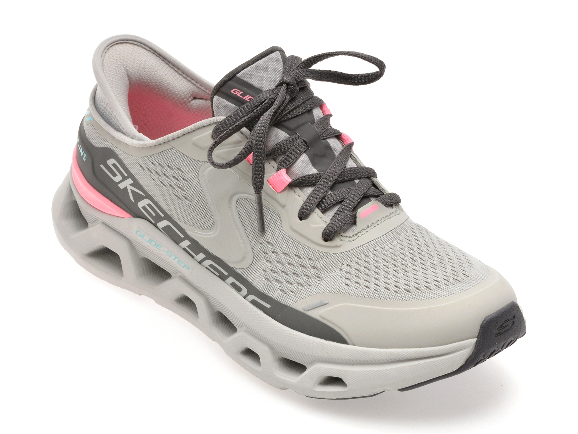 62e0904e5fe50e916a3f213b148a80a94487fb29f86d83711773a75b05060bf8 Incaltaminte Dama sport SKECHERS gri, GLIDE-STEP ALTUS, din material textil - imagine 1