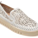 Mocasini FLAVIA PASSINI albi, 372601, din piele naturala