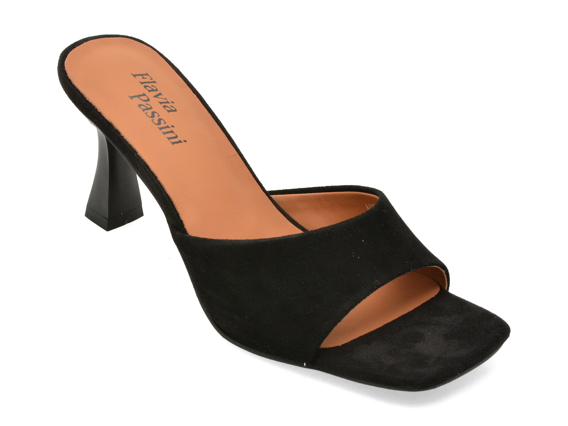 63b935101c0e479114e453c3460751e9bbdb372f8877f2c6657d100916a2cc0b Slapi Femei eleganti FLAVIA PASSINI negri, A492, din piele intoarsa - imagine 1