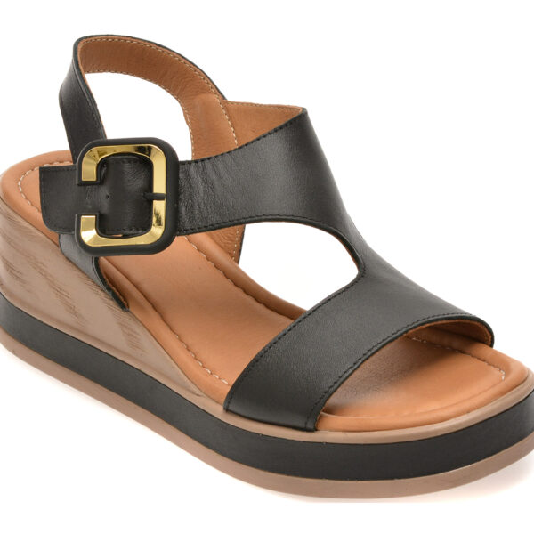 Sandale Femei GOLD DEER negre, 22071, din piele naturala