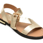 Sandale GOLD DEER aurii, 458015, din piele naturala