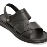 Sandale OTTER negre, 25286, din piele naturala