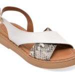 Sandale Femei GOLD DEER albe, 22043, din piele naturala
