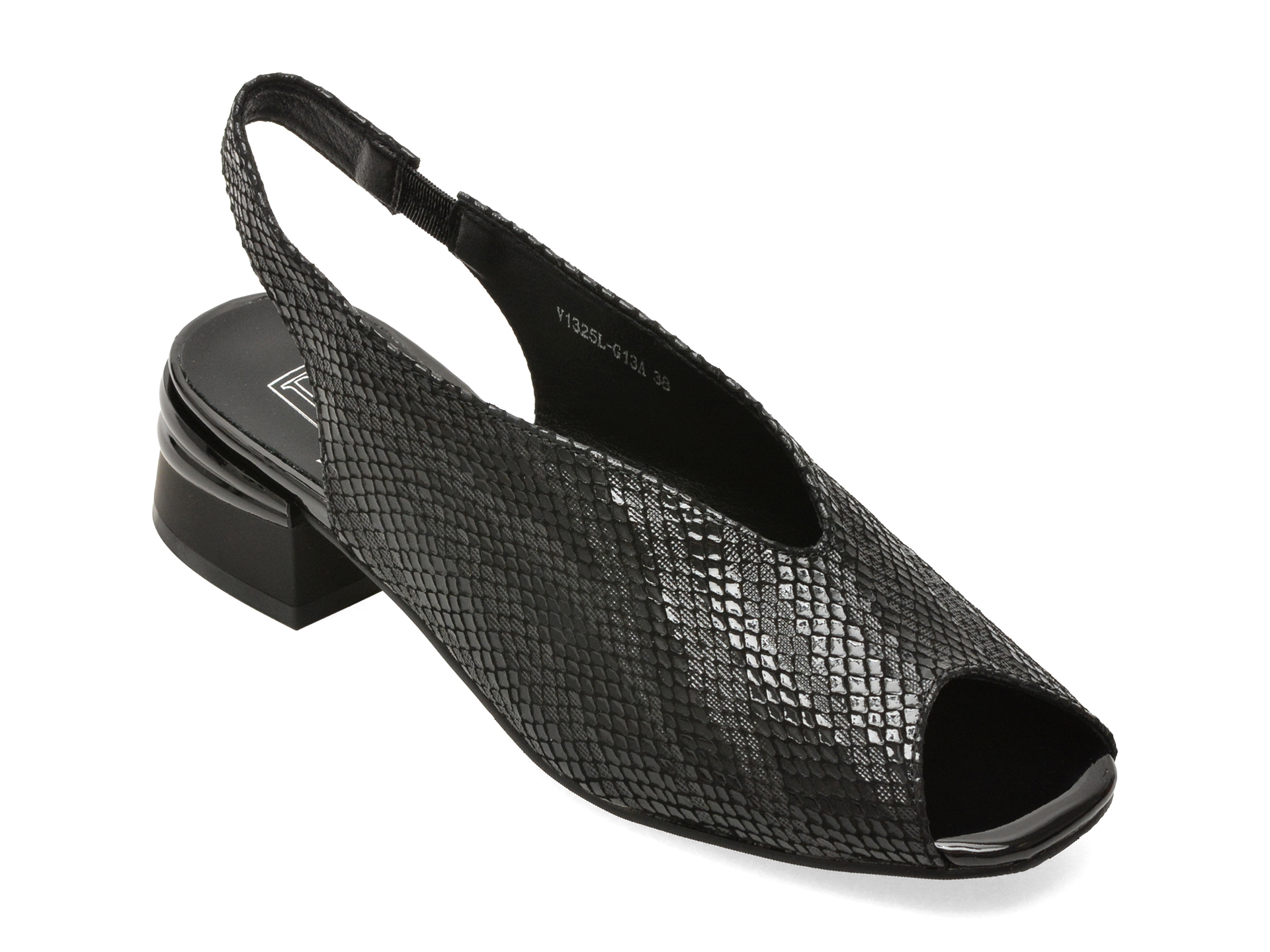 6f7586cf8e0ef1472701c317ade32b27f054cd423345adc42cda0cdb35883d53 Sandale elegante FLAVIA PASSINI negre, 1325G13, din piele intoarsa - imagine 1