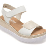 Sandale RIEKER albe, V4476, din piele ecologica