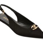 Pantofi Dama eleganti GOLD DEER negri, 432102, din piele intoarsa