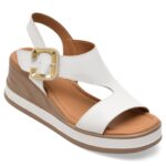 Sandale Femei GOLD DEER albe, 22071, din piele naturala