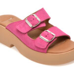 Slapi Femei GOLD DEER fucsia, 13228, din piele intoarsa