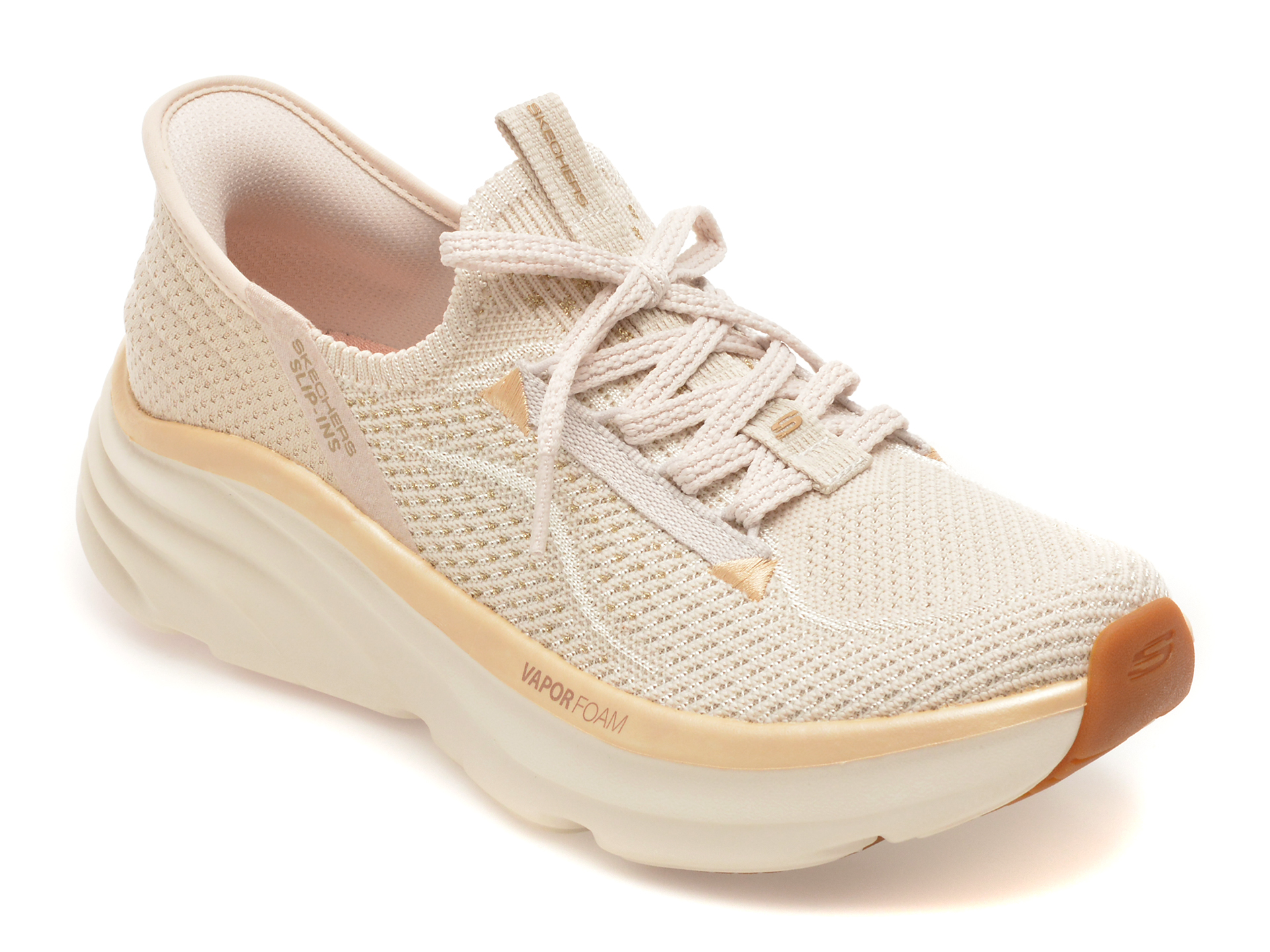 8277357e3af9e27c6e30e8bae3f5f9e5fd43a6f3ba4009f86a98e84404593ff5 Incaltaminte Dama sport SKECHERS bej, D LUX VAPOR, din material textil - imagine 1
