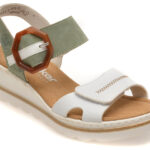 Sandale RIEKER albe, 67476, din piele ecologica