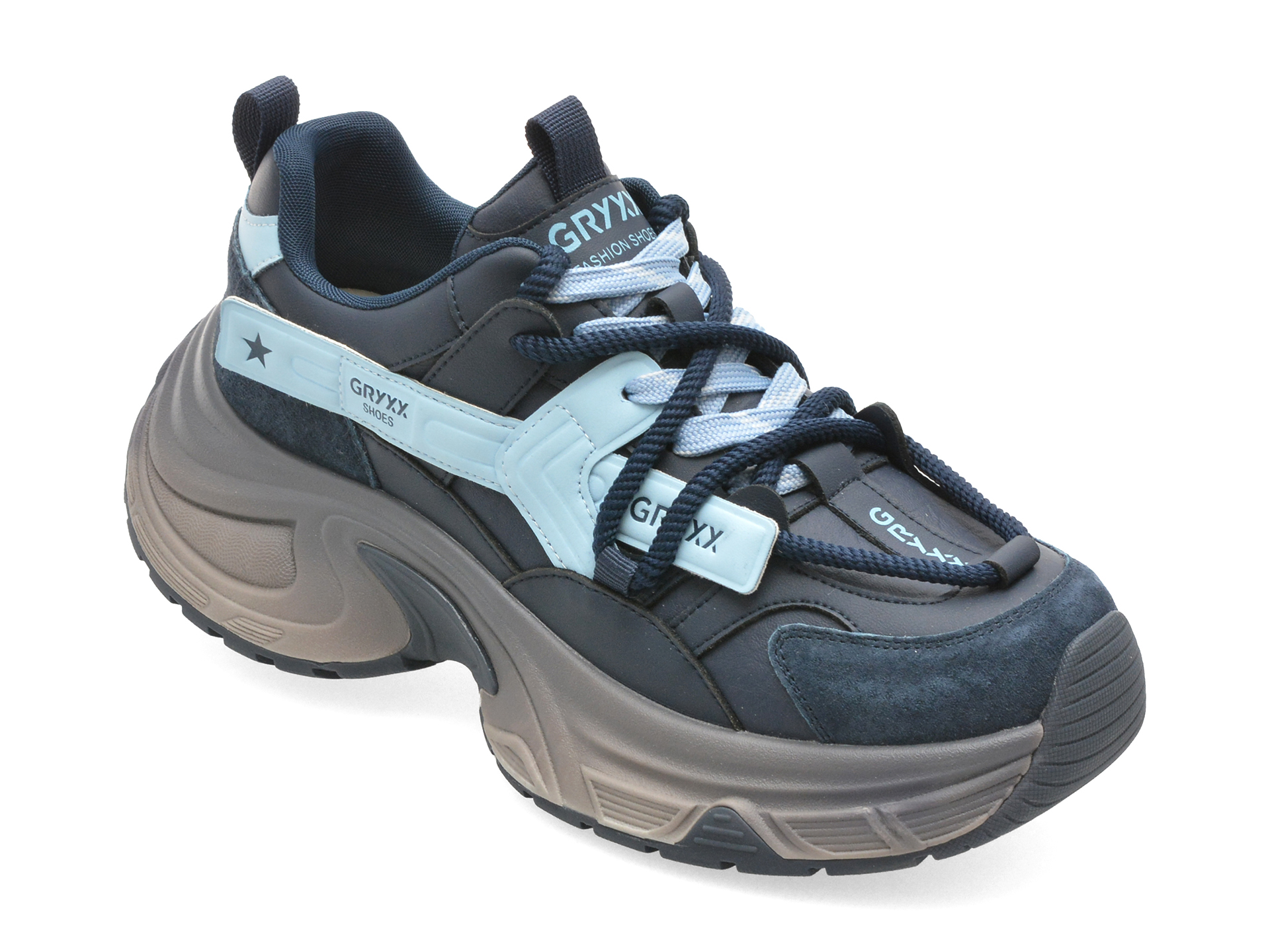 84318b9136335c726d24ac32266f1cd1646e55157afd19e8b4087d4e1615b4cb Incaltaminte Dama sport GRYXX bleumarin, 8908, din piele naturala - imagine 1