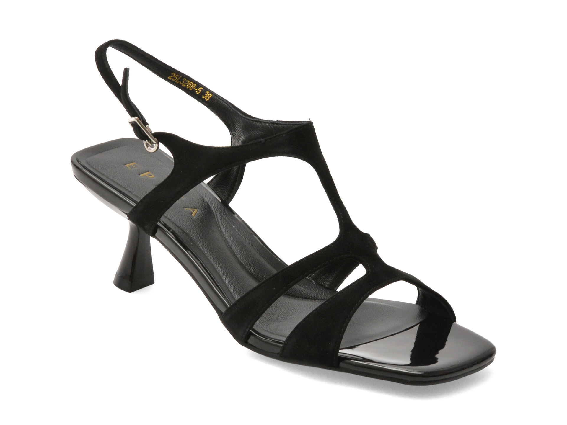 976e2ba52678e7871724e21830f095e2be8c9c9d9b5005165f876111cd4ed938 Sandale Femei elegante EPICA negre, 3269, din piele intoarsa - imagine 1