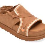 Sandale Femei UGG maro, GOLDENSTAR HI ARTISTITCH, din piele intoarsa