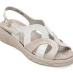 Sandale SUAVE albe, 12503, din piele naturala