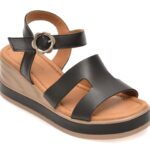 Sandale Femei GOLD DEER negre, 22075, din piele naturala