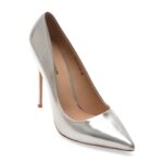 Pantofi Dama eleganti EPICA PREMIUM argintii, 23172, din piele naturala