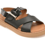 Sandale Femei GOLD DEER negre, 22082, din piele naturala