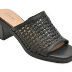 Slapi Femei CLARKS negri, JAYLAN SLIDE, din piele ecologica