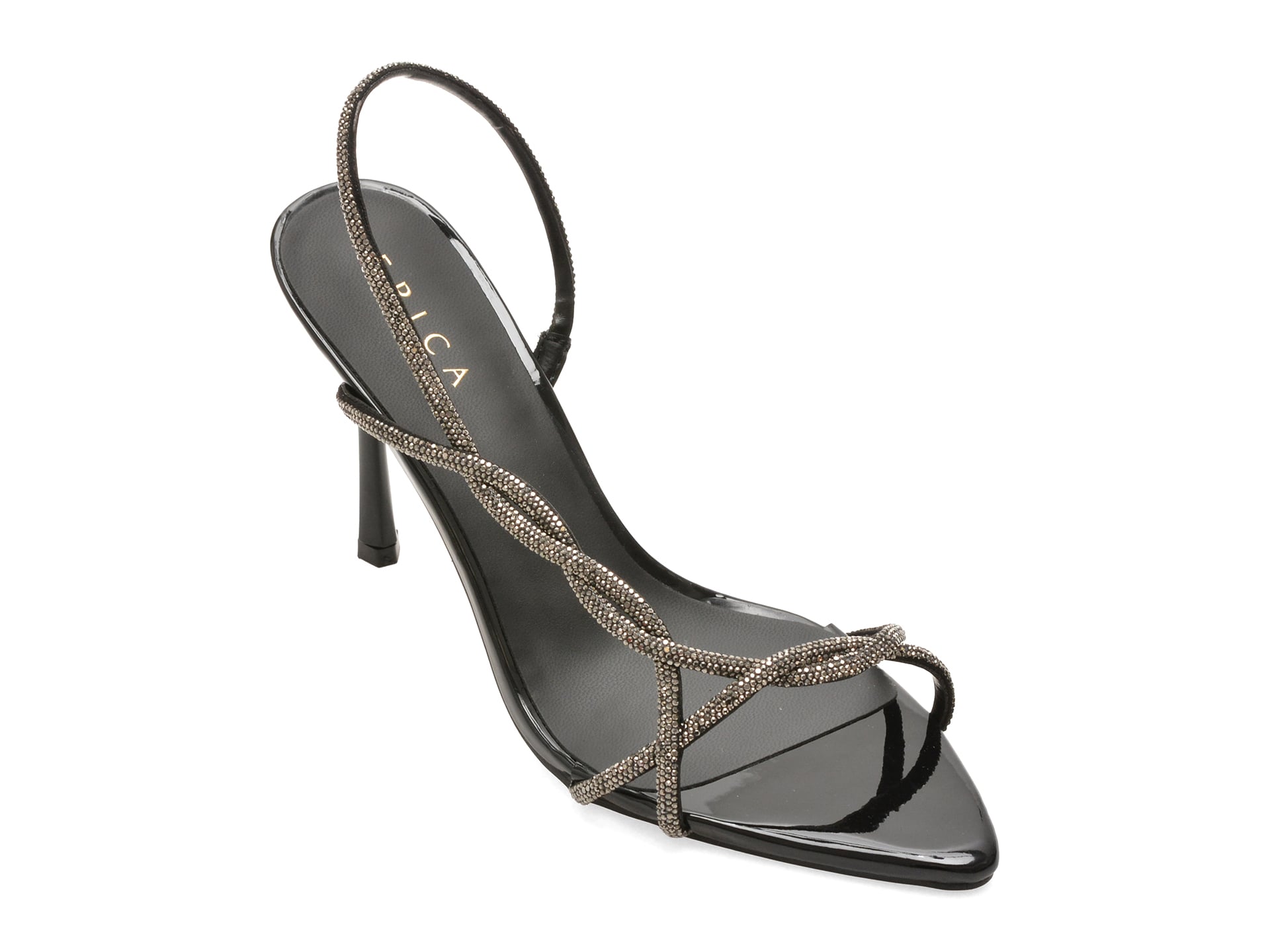 b08d593b65f4ab52c20a1902b8927dde40e94e00859488bb4549ca6f25a1b937 Sandale Femei elegante EPICA negre, 9183, din material textil - imagine 1