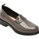 Pantofi PASS COLLECTION gri, M560001, din piele naturala lacuita