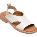 Sandale GOLD DEER albe, 22026, din piele naturala