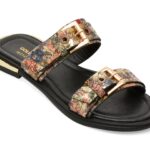 Slapi Femei GOLD DEER multicolor, 458014, din piele naturala