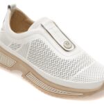 Incaltaminte Dama sport IMAGE albi, 251YZ72, din piele naturala