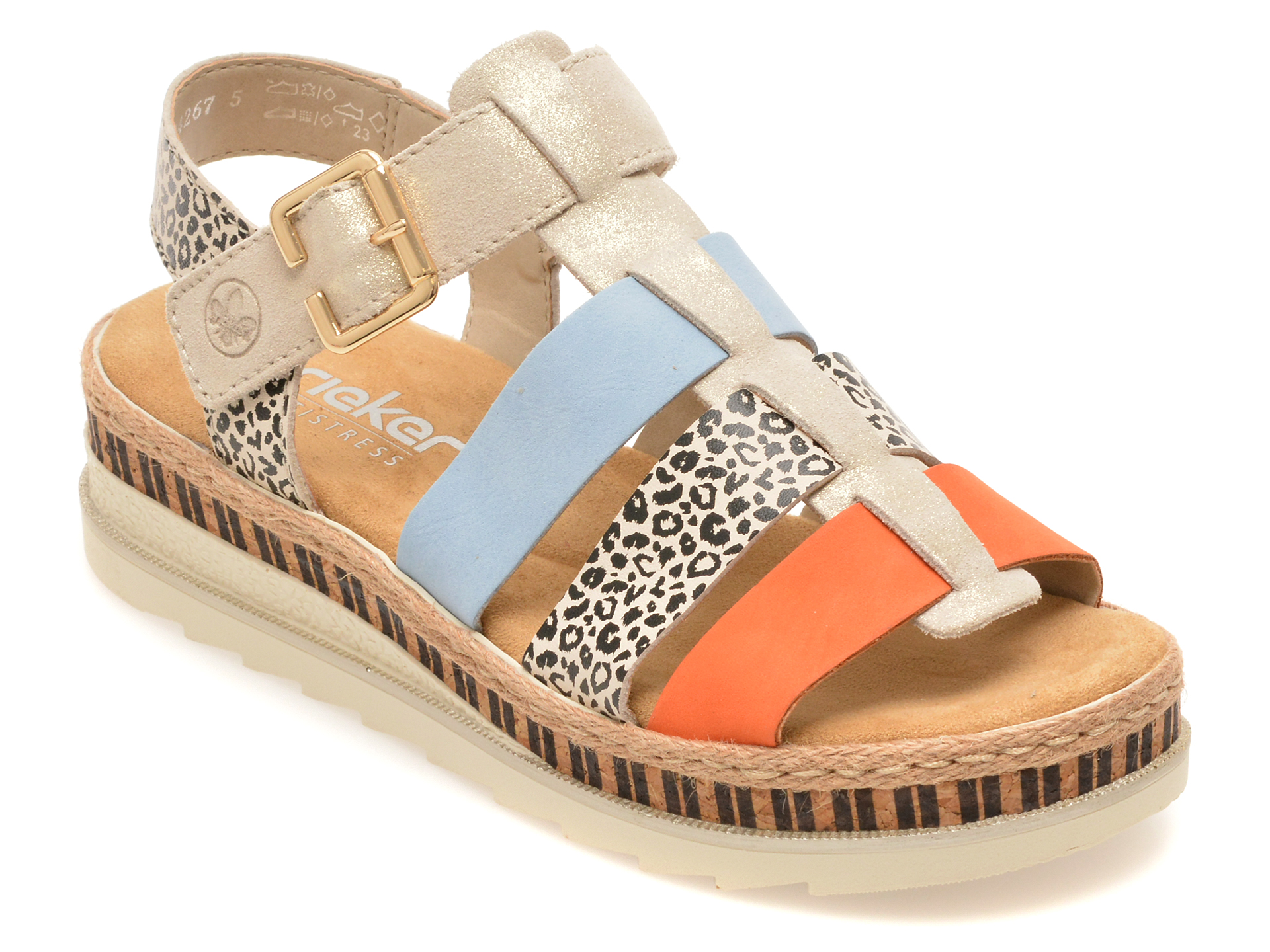 c9da308a7d08e367e0bc6790bc906e287f14daee8b2222757be4dbc776293b43 Sandale RIEKER multicolor, V7904, din piele ecologica - imagine 1