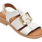 Sandale Femei GOLD DEER albe, 22039, din piele naturala