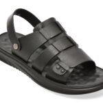 Sandale OTTER negre, D6202, din piele naturala