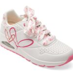 Incaltaminte Dama sport SKECHERS albi, UNO, din piele ecologica