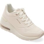 Incaltaminte Dama sport SKECHERS albi, MILLION AIR, din piele ecologica