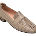 Mocasini IMAGE gri, 021G600, din piele naturala