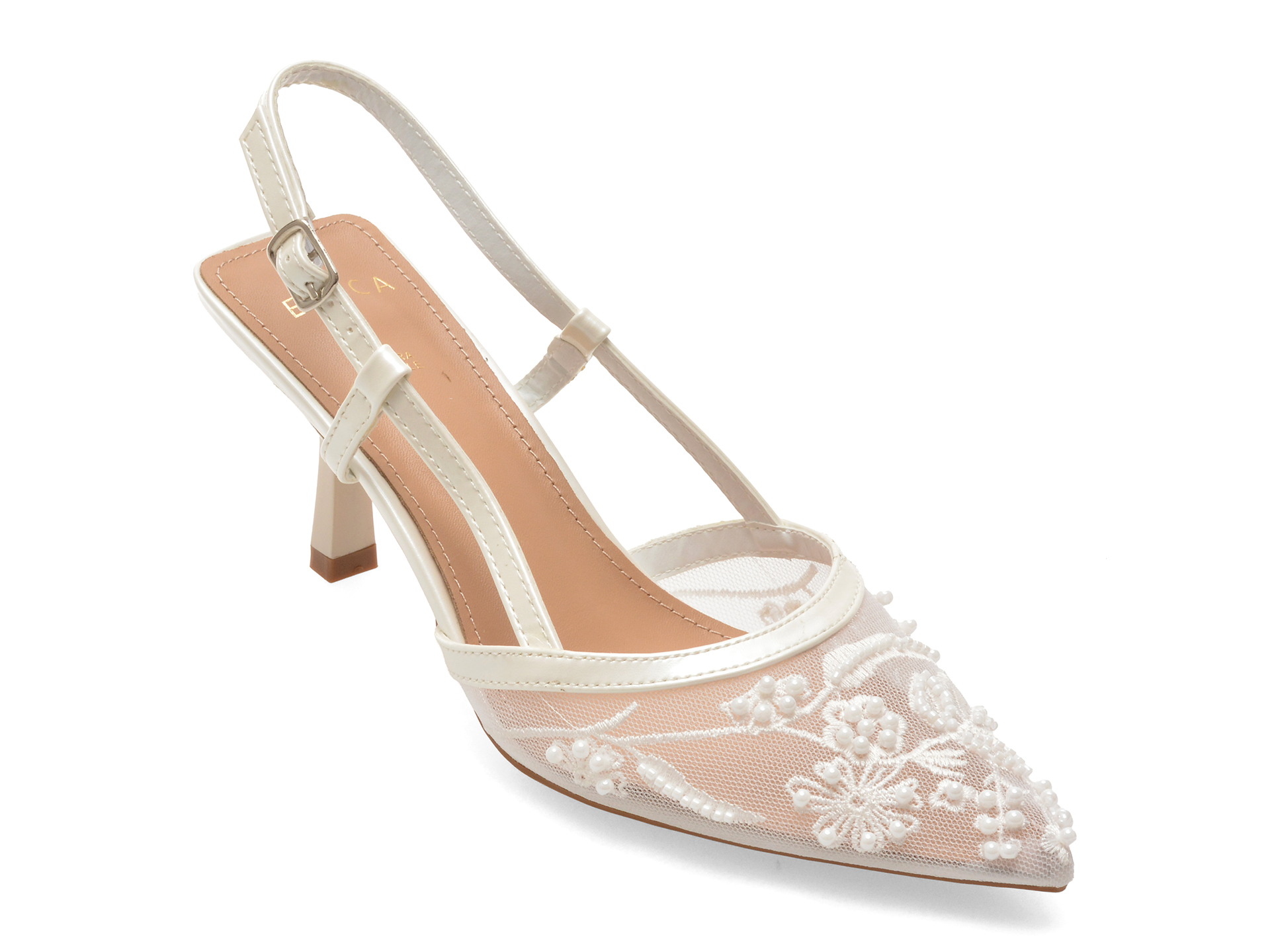 d7ccf8f7344135c9bf2224807cf3b1760cafa6b7d701fb814c4d64ce11532f6a Pantofi Dama eleganti EPICA albi, 9166, din material textil - imagine 1