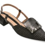 Pantofi Dama eleganti EPICA negri, 669B754, din material textil si piele naturala