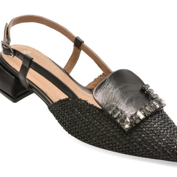 Pantofi Dama eleganti EPICA negri, 669B754, din material textil si piele naturala
